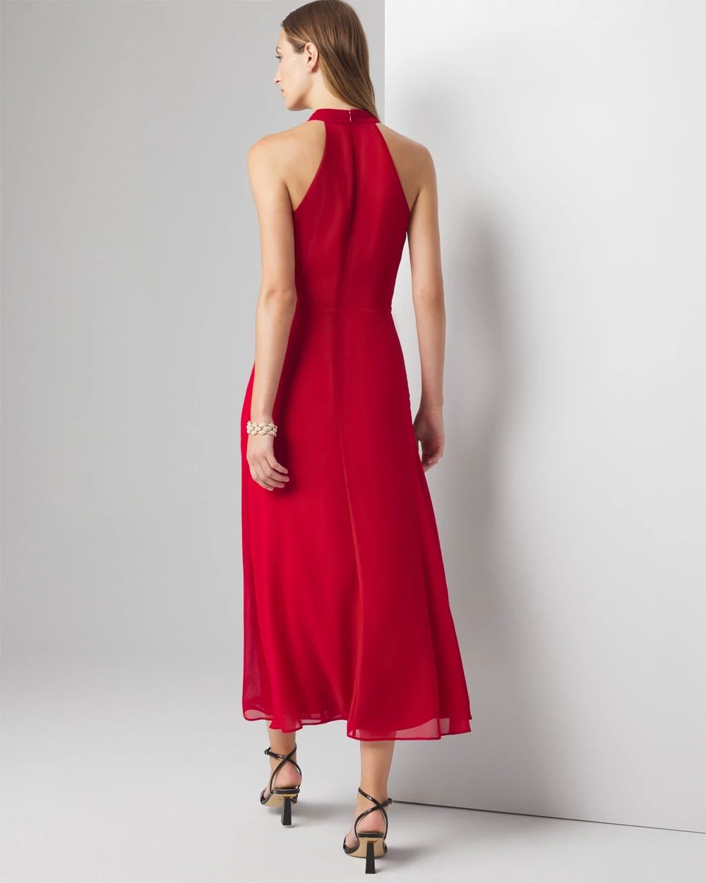 Red chiffon ruffle dress cheap